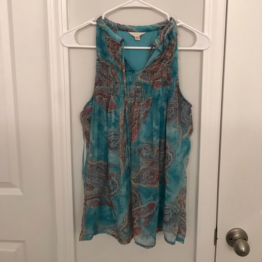 Cute Aqua Work Sleeveless Tank Chiffon